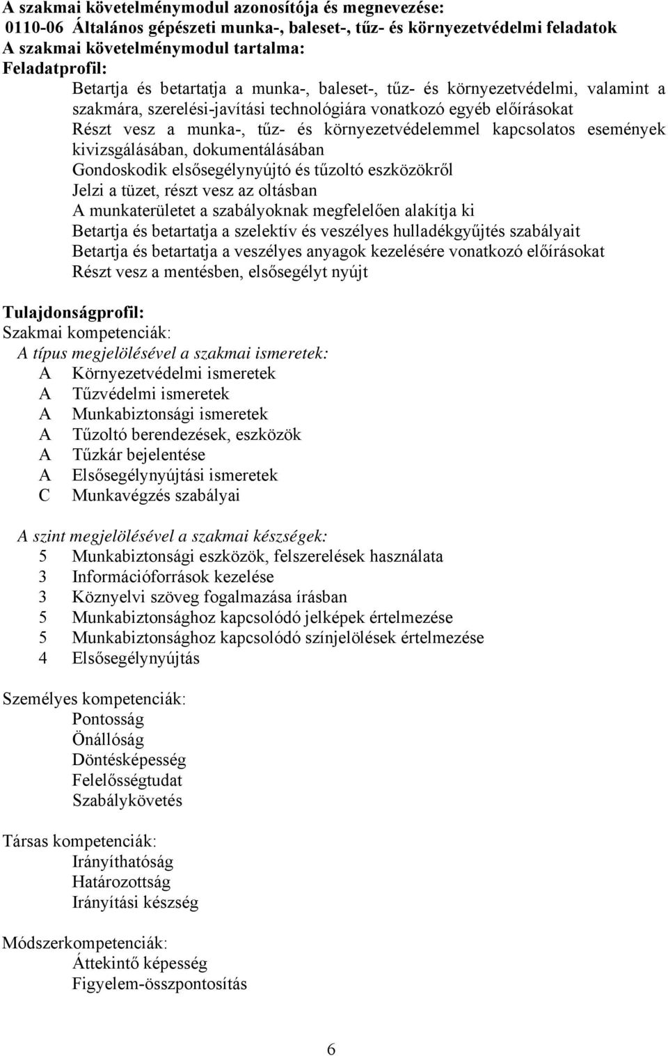 események kivizsgálásában, dokumentálásában Gondoskodik elsősegélynyújtó és tűzoltó eszközökről Jelzi a tüzet, részt vesz az oltásban munkaterületet a szabályoknak megfelelően alakítja ki etartja és