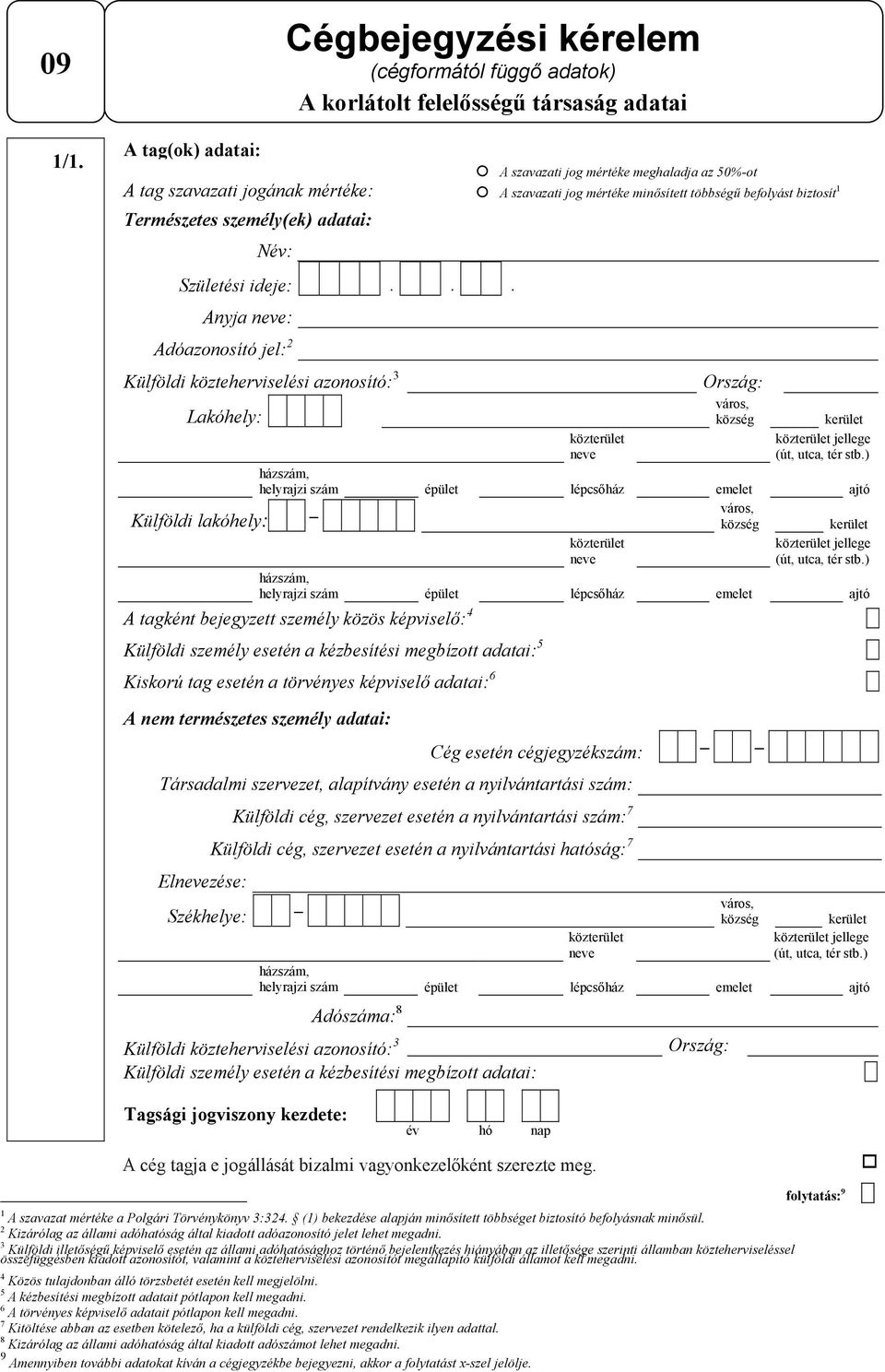 jog mértéke minősített többségű befolyást biztosít 1 Természetes személy(ek) adatai: Név: Születési ideje:.