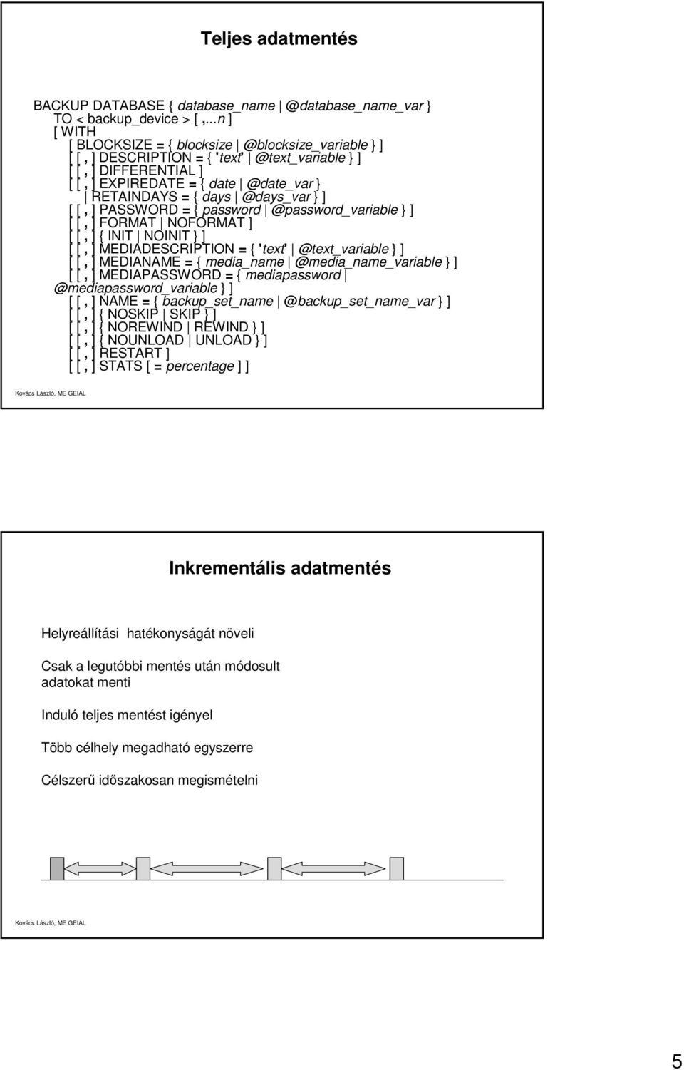 @days_var } ] [ [, ] PASSWORD = { password @password_variable } ] [ [, ] FORMAT NOFORMAT ] [ [, ] { INIT NOINIT } ] [ [, ] MEDIADESCRIPTION = { 'text' @text_variable } ] [ [, ] MEDIANAME = {