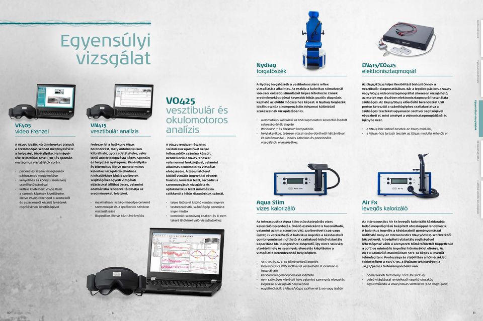 szemekről és a páciensről készült felvételek rögzítésének lehetőségével Egyensúlyi vizsgálat VN415 vesztibulár analízis Fedezze fel a hatékony VN415 berendezést, mely automatikusan klibrálható, gyors