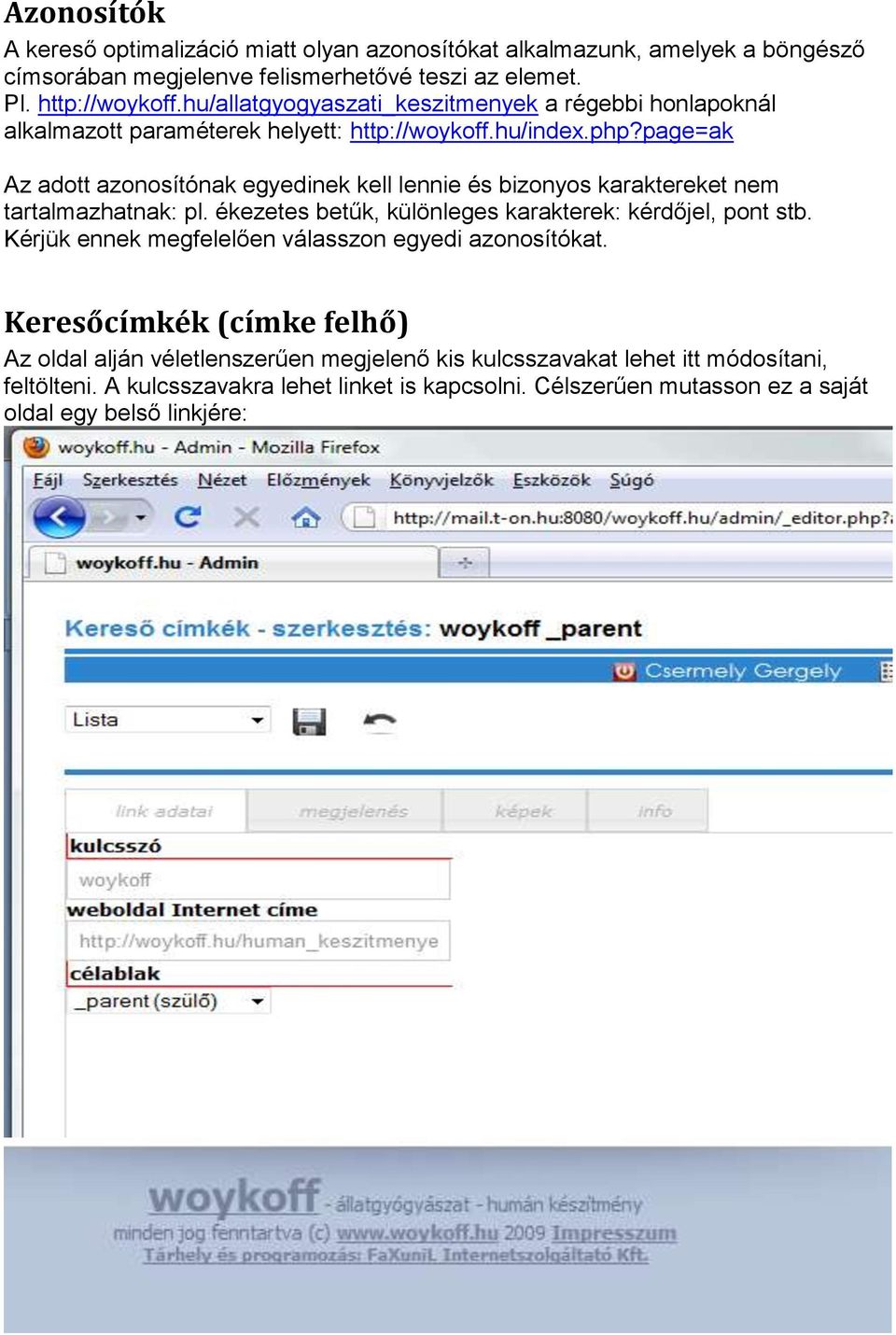 page=ak Az adott azonosítónak egyedinek kell lennie és bizonyos karaktereket nem tartalmazhatnak: pl. ékezetes betűk, különleges karakterek: kérdőjel, pont stb.