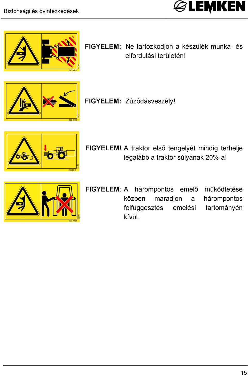 Zúzódásveszély! FIGYELEM!