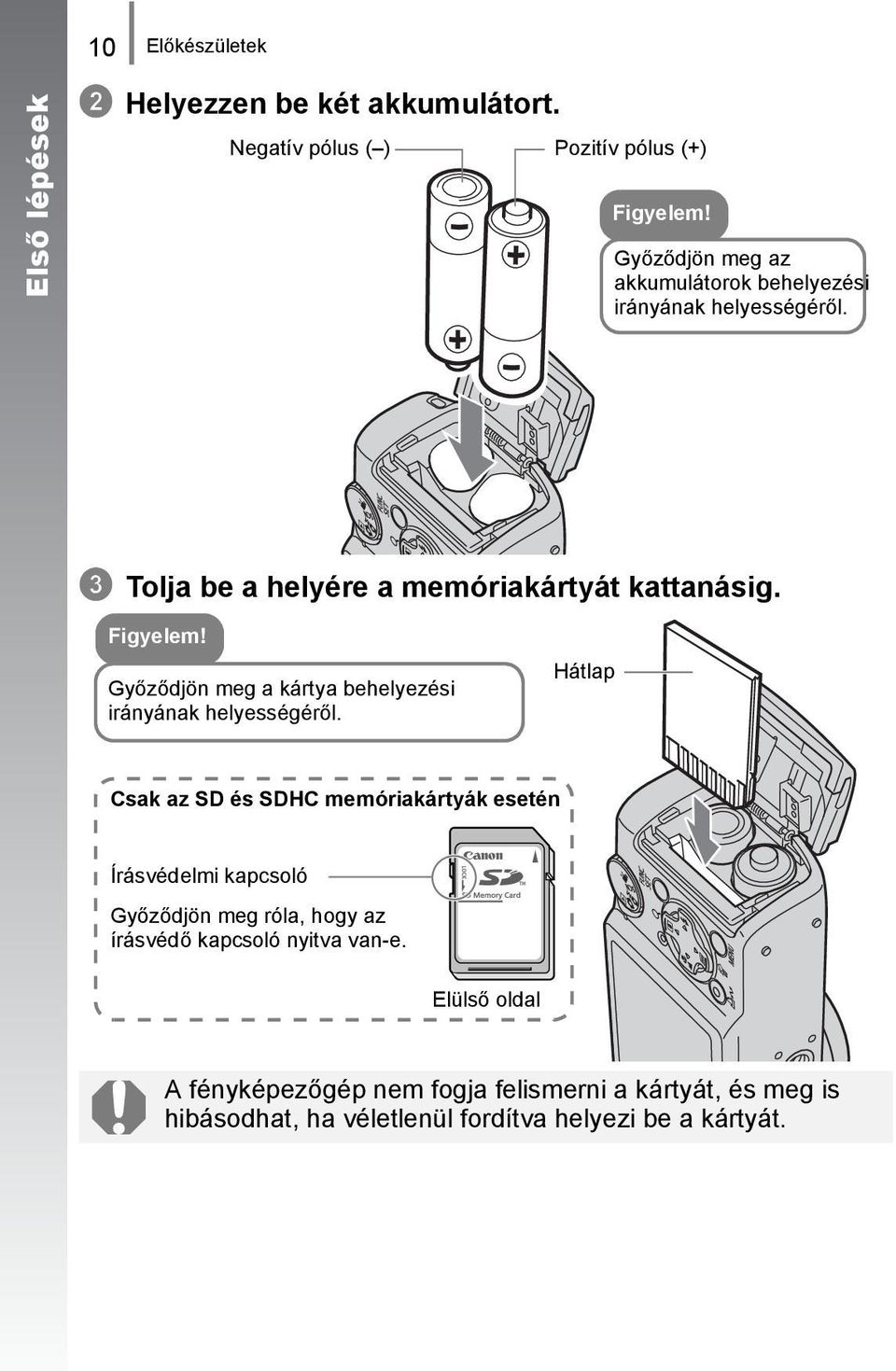 Győződjön meg a kártya behelyezési irányának helyességéről.