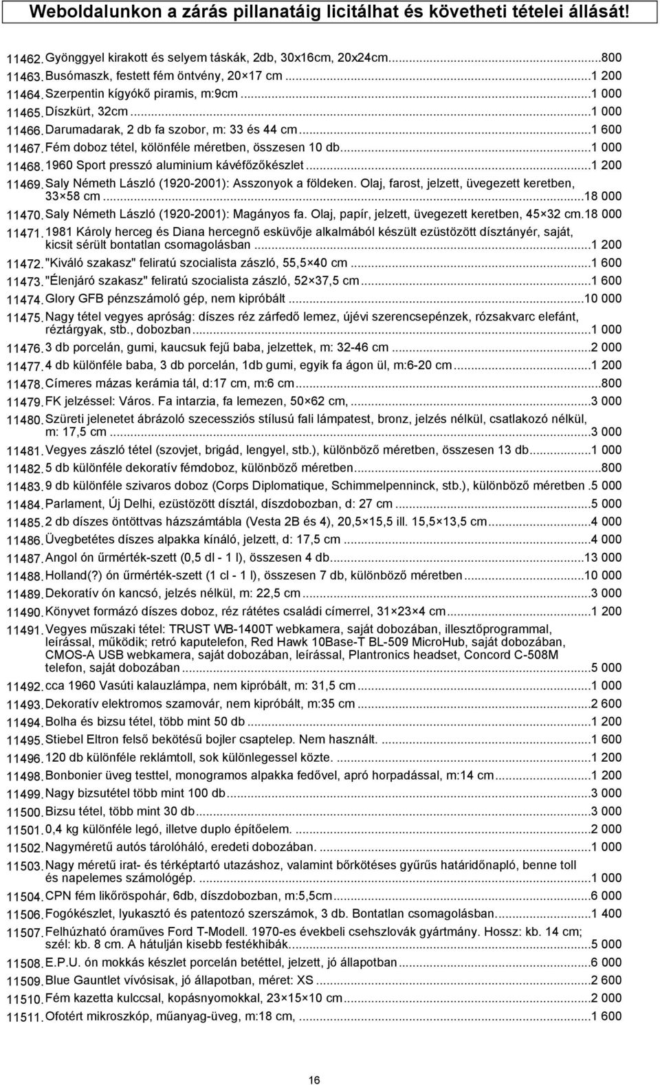 Fém doboz tétel, kölönféle méretben, összesen 10 db...1 000 11468.1960 Sport presszó aluminium kávéfőzőkészlet...1 200 11469.Saly Németh László (1920-2001): Asszonyok a földeken.