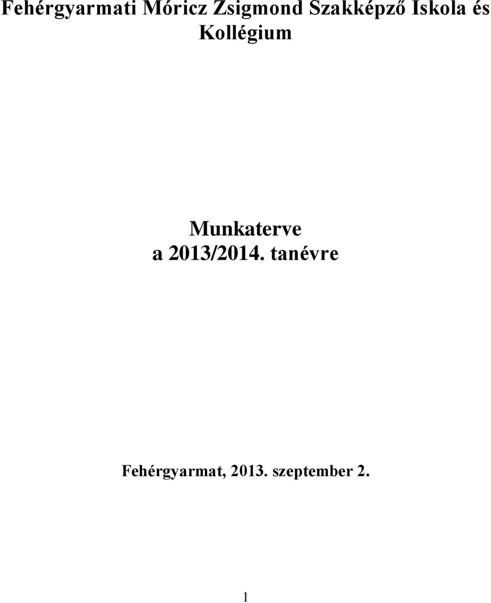 Munkaterve a 2013/2014.