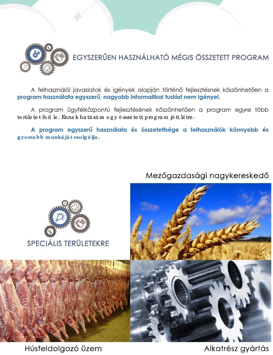 A program ügyfélközpontú fejlesztésének köszönhetően a program egyre több területet fed le.