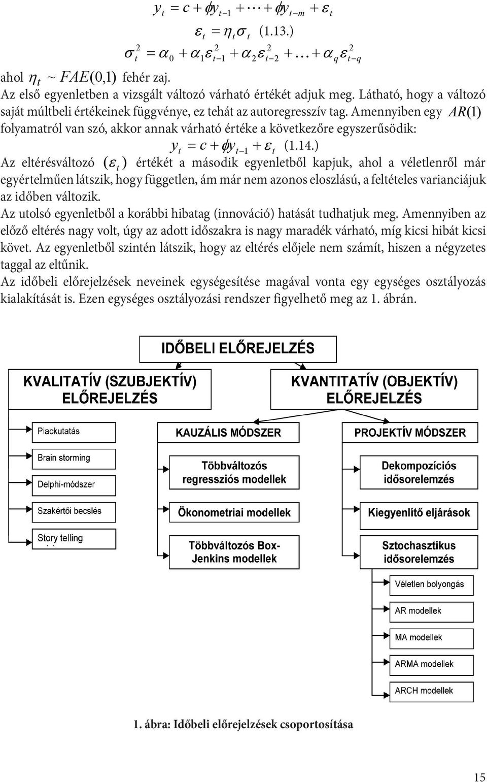 ) Az elérésválozó ( ) éréké a második egyenleből kapjuk, ahol a vélelenről már egyérelműen lászik, hogy függelen, ám már nem azonos eloszlású, a feléeles varianciájuk az időben válozik.