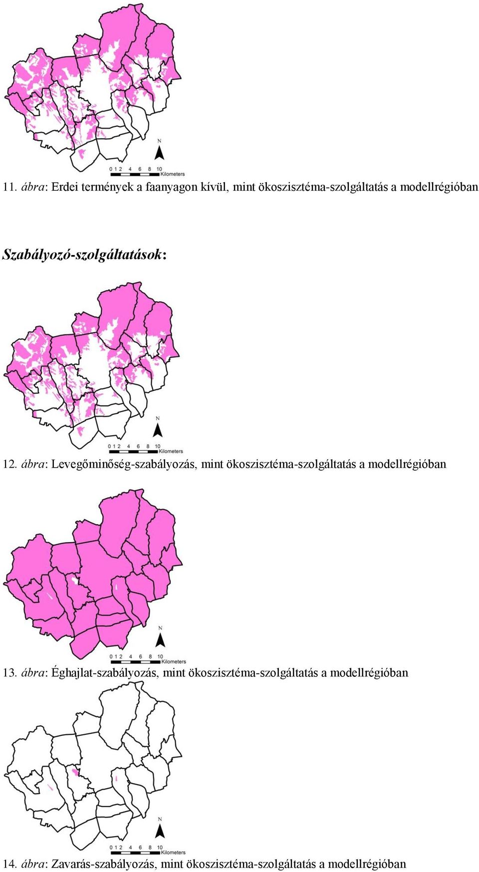ábra: Levegőminőség-szabályozás, mint ökoszisztéma-szolgáltatás a modellrégióban 13.