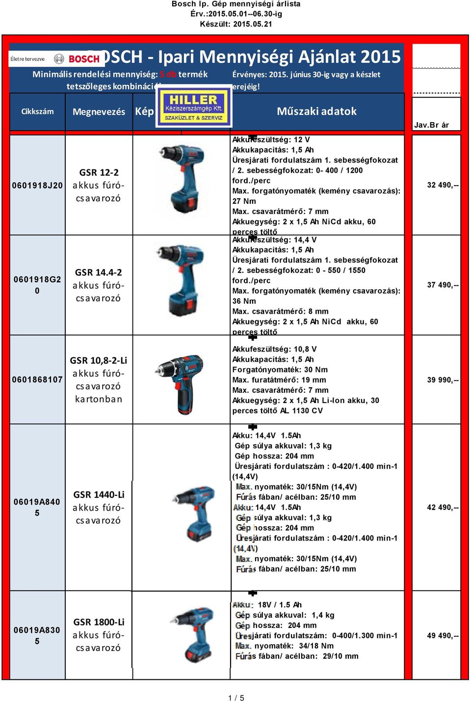 forgatónyomaték (kemény csavarozás): 36 Nm Max. csavarátmérő: 8 mm Akkuegység: 2 x 1,5 Ah NiCd akku, 60 perces töltő Akkufeszültség: 10,8 V Forgatónyomaték: 30 Nm Max.