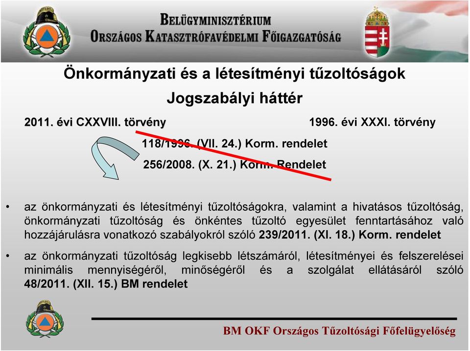 törvény az önkormányzati és létesítményi tűzoltóságokra, valamint a hivatásos tűzoltóság, önkormányzati tűzoltóság és önkéntes tűzoltó egyesület