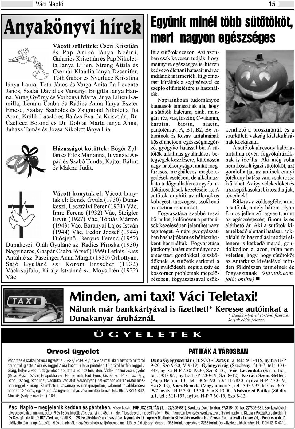 Emese, Szalay Szabolcs és Zsigmond Nikoletta fia Áron, Králik László és Balázs Éva fia Krisztián, Dr. Czellecz Botond és Dr. Dobrai Márta lánya Anna, Juhász Tamás és Józsa Nikolett lánya Lia.