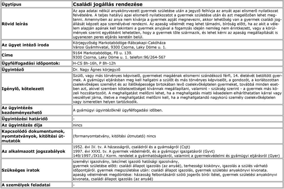 Amennyiben az anya nem kívánja a gyermek apját megnevezni, akkor lehetõség van a gyermek családi jogállását képzelt apa személyével rendezni.