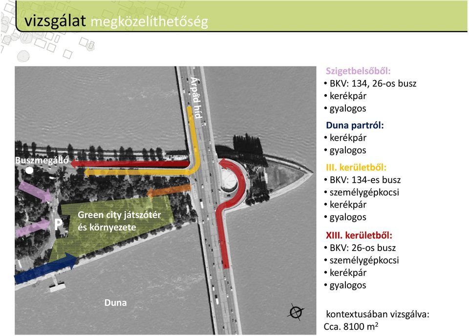 gyalogos III. kerületből: BKV: 134 es busz személygépkocsi kerékpár gyalogos XIII.