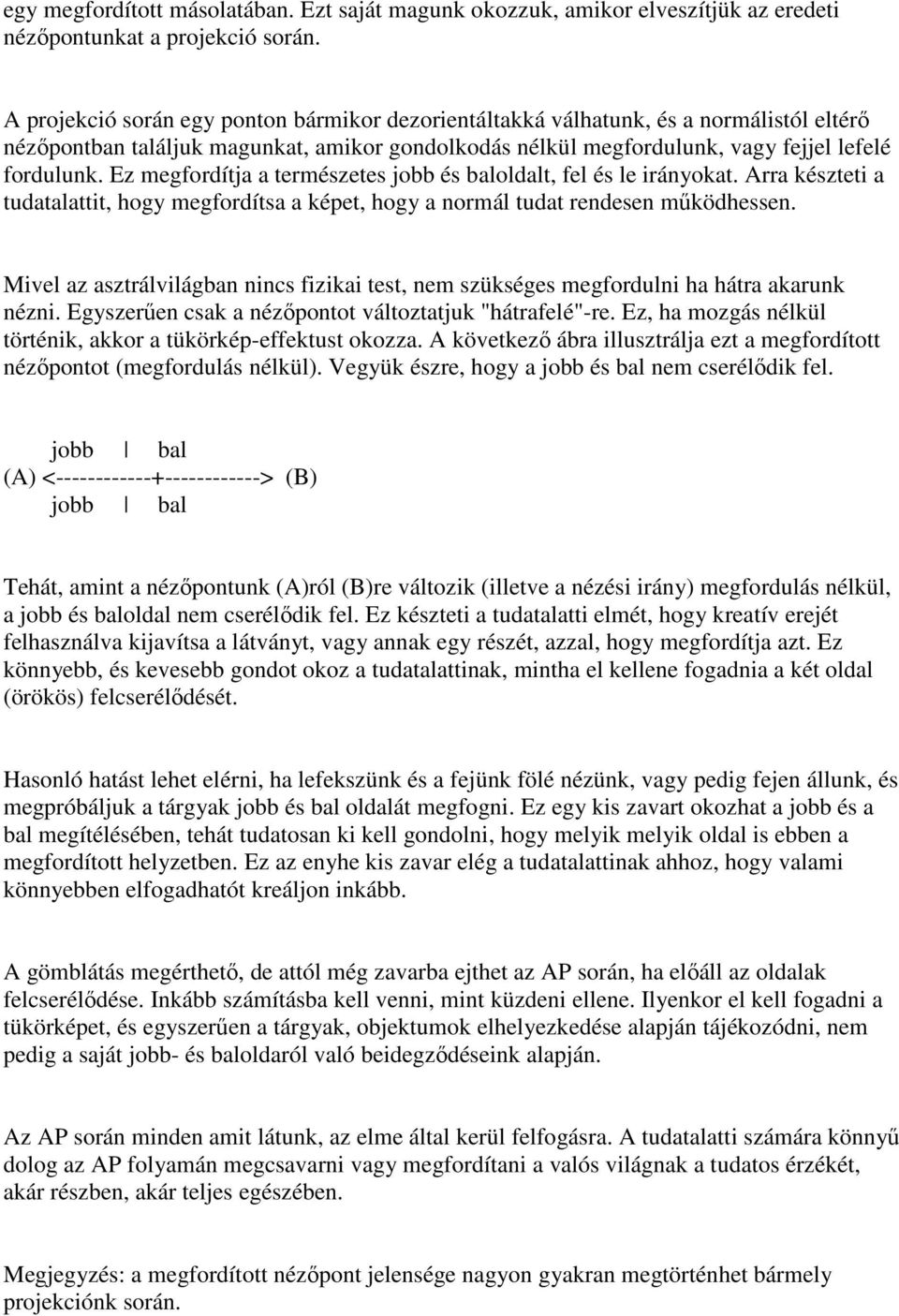 Ez megfordítja a természetes jobb és baloldalt, fel és le irányokat. Arra készteti a tudatalattit, hogy megfordítsa a képet, hogy a normál tudat rendesen mőködhessen.