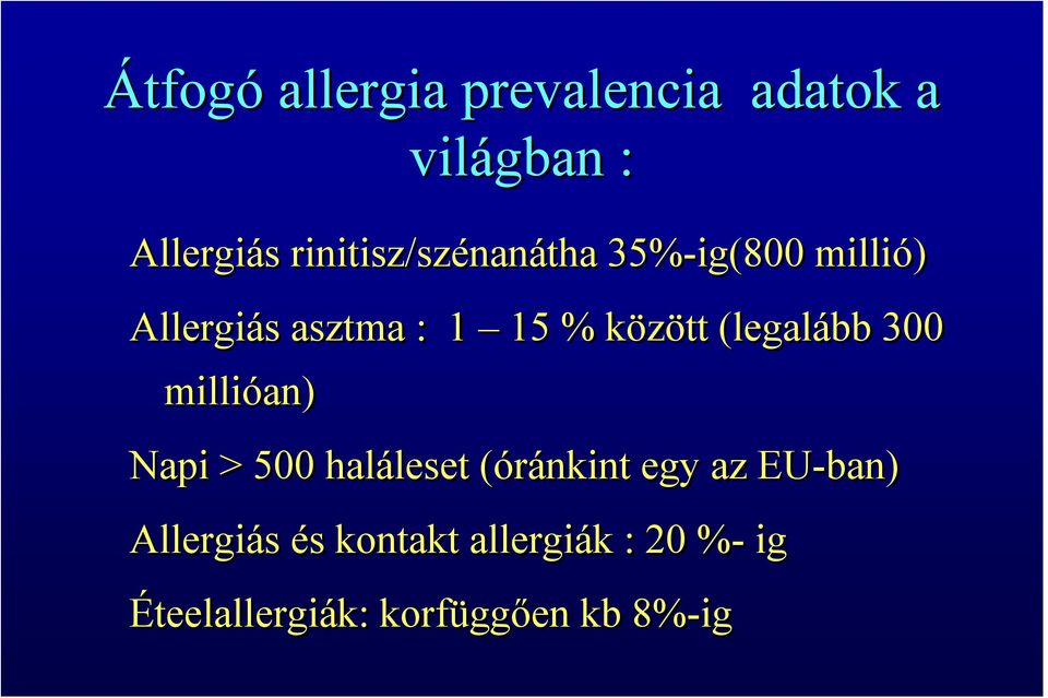 között (legalább 300 millióan) Napi > 500 haláleset (óránkint egy az