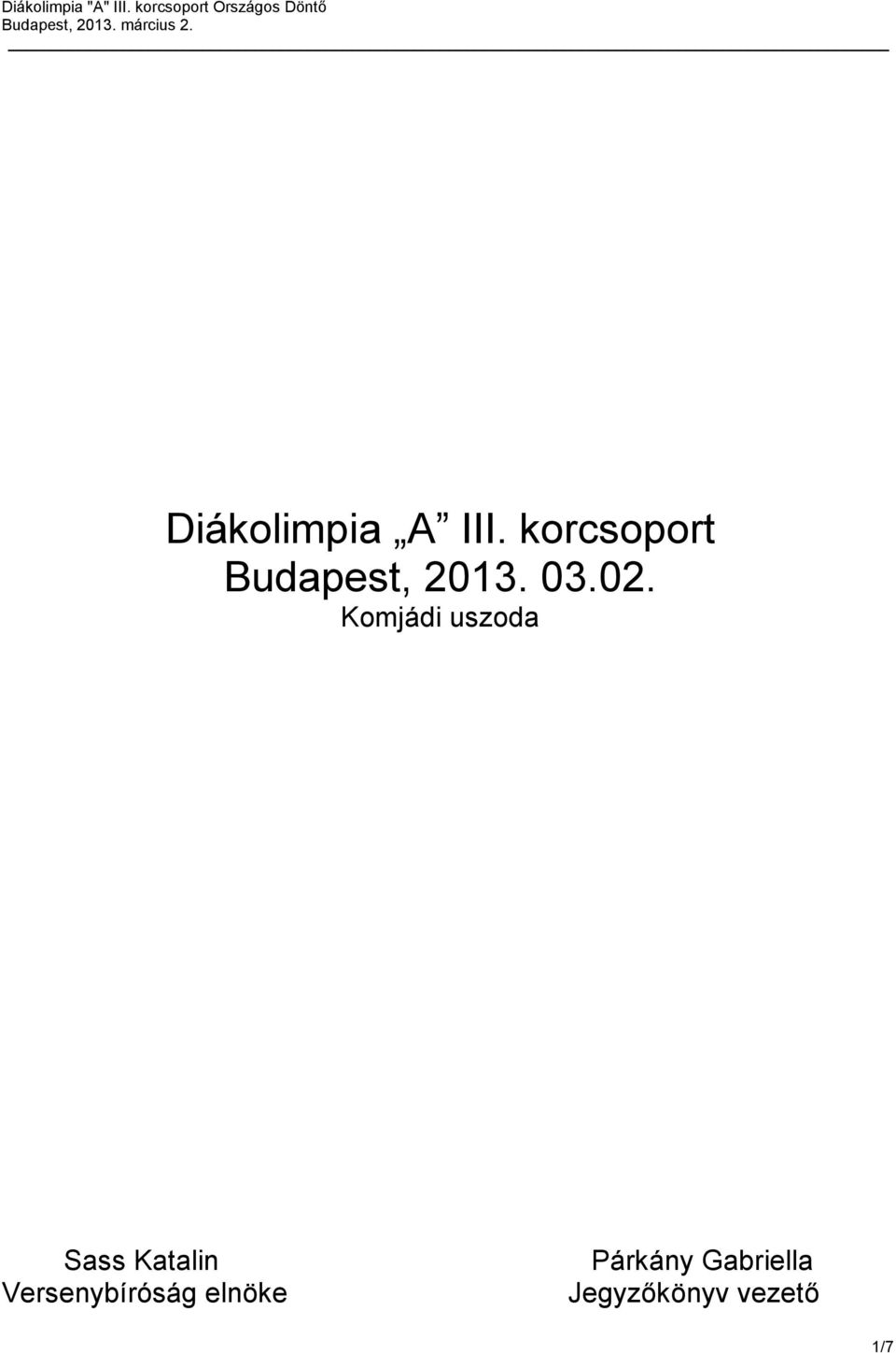 Komjádi uszoda Sass Katalin
