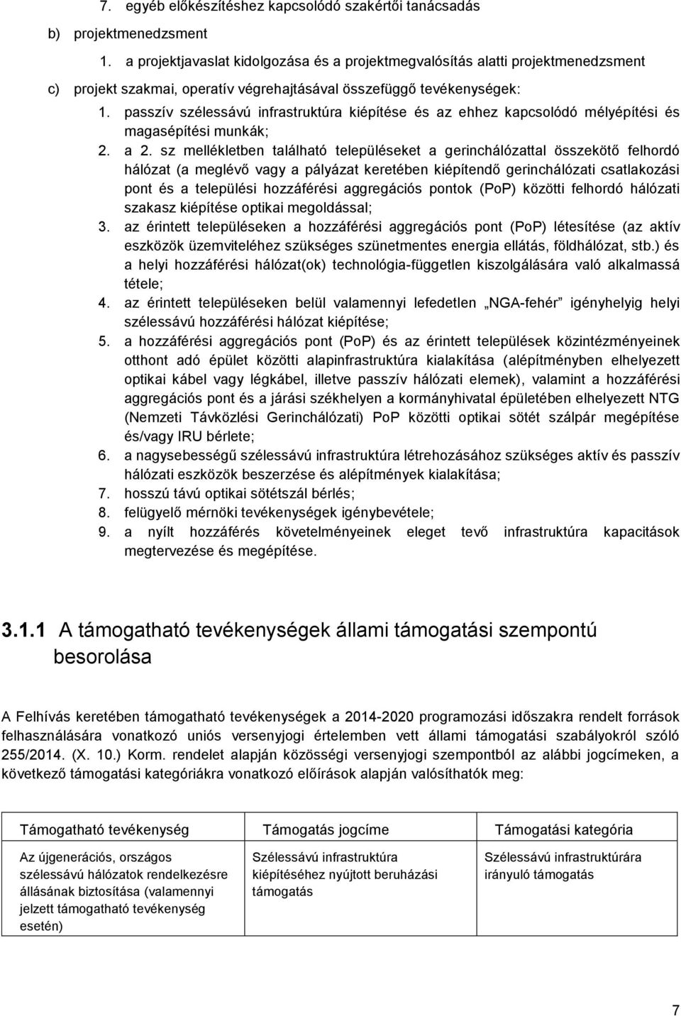 passzív szélessávú infrastruktúra kiépítése és az ehhez kapcsolódó mélyépítési és magasépítési munkák; 2. a 2.