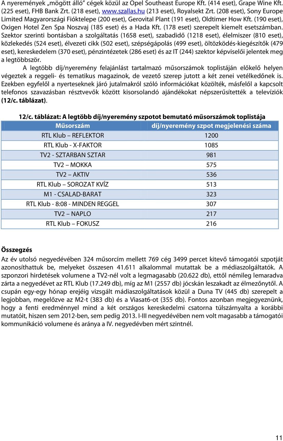 (178 eset) szerepelt kiemelt esetszámban.
