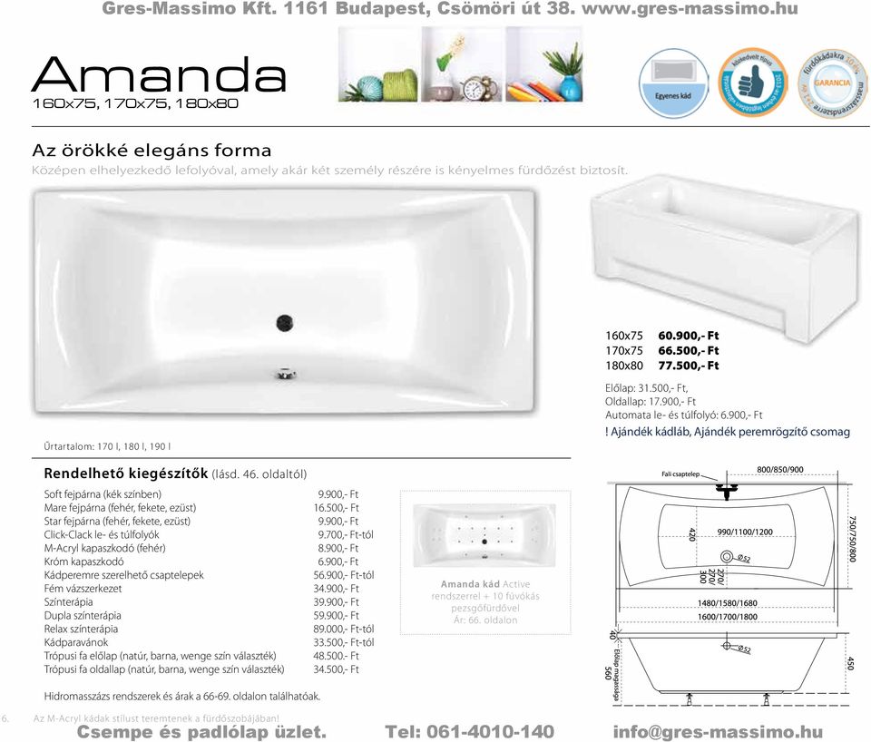 46. oldaltól) Soft fejpárna (kék színben) Mare fejpárna (fehér, fekete, ezüst) Star fejpárna (fehér, fekete, ezüst) Click-Clack le- és túlfolyók M-Acryl kapaszkodó (fehér) Króm kapaszkodó Kádperemre