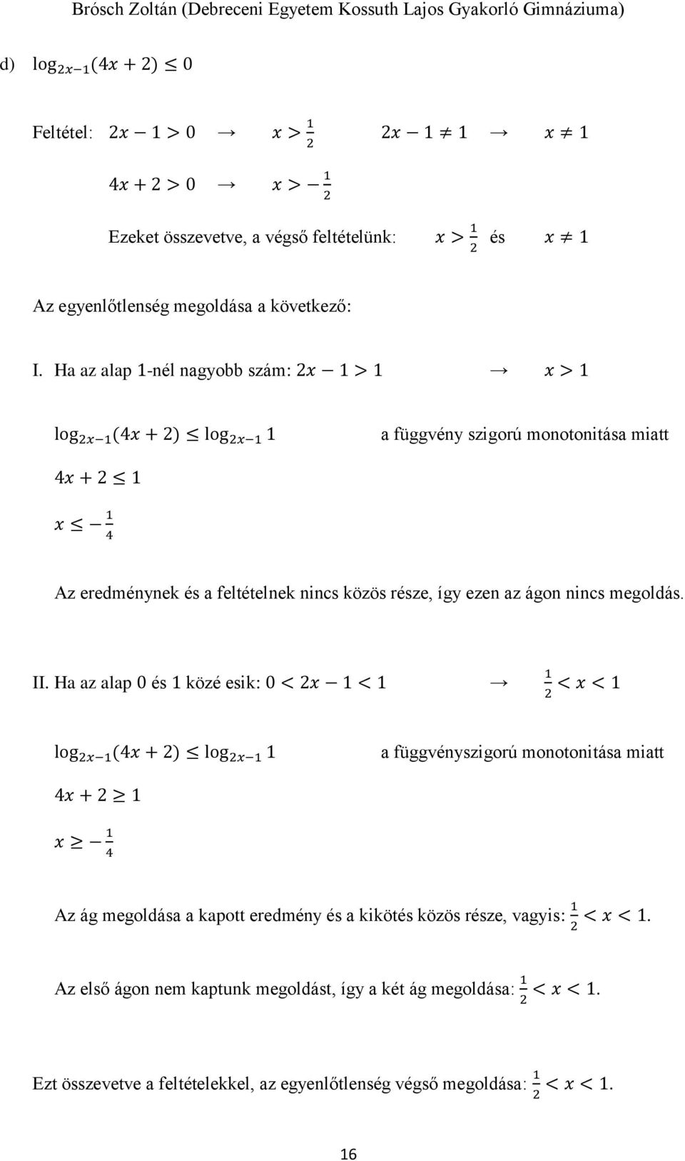 az ágon nincs megoldás. II.