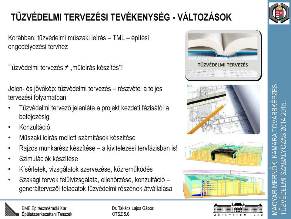 Jelen- és jövőkép: tűzvédelmi tervezés részvétel a teljes tervezési folyamatban Tűzvédelmi tervező jelenléte a projekt kezdeti fázisától a befejezésig