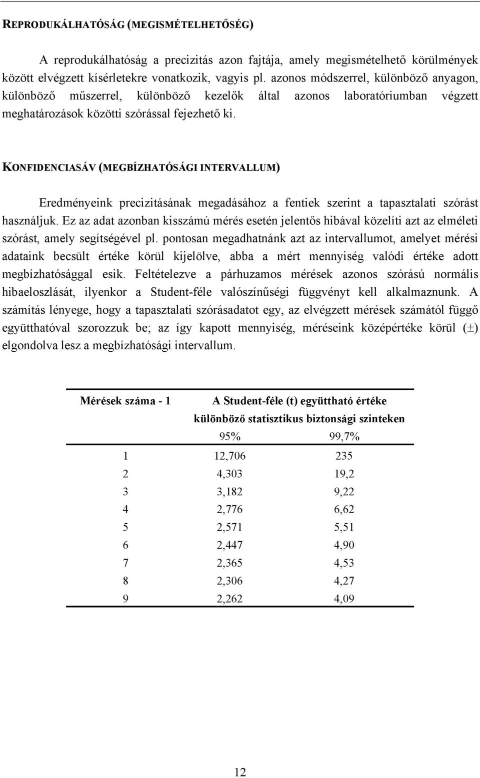 KONFIDENCIASÁV (MEGBÍZHATÓSÁGI INTERVALLUM) Eredményeink precizitásának megadásához a fentiek szerint a tapasztalati szórást használjuk.