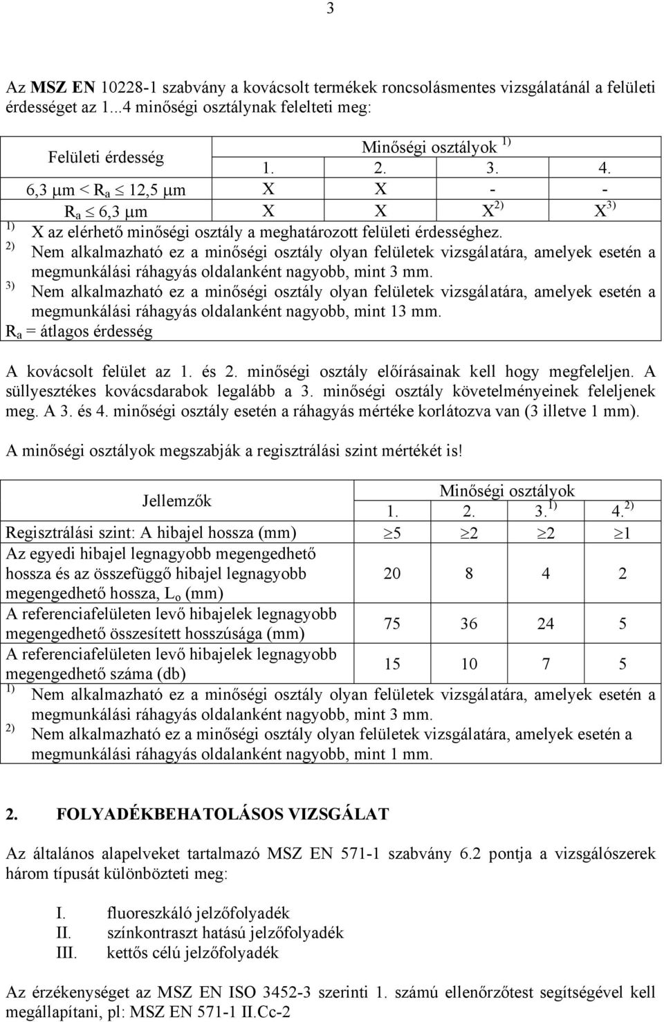 R a = átlagos érdesség A kovácsolt felület az 1. és 2. minőségi osztály előírásainak kell hogy megfeleljen. A süllyesztékes kovácsdarabok legalább a 3.