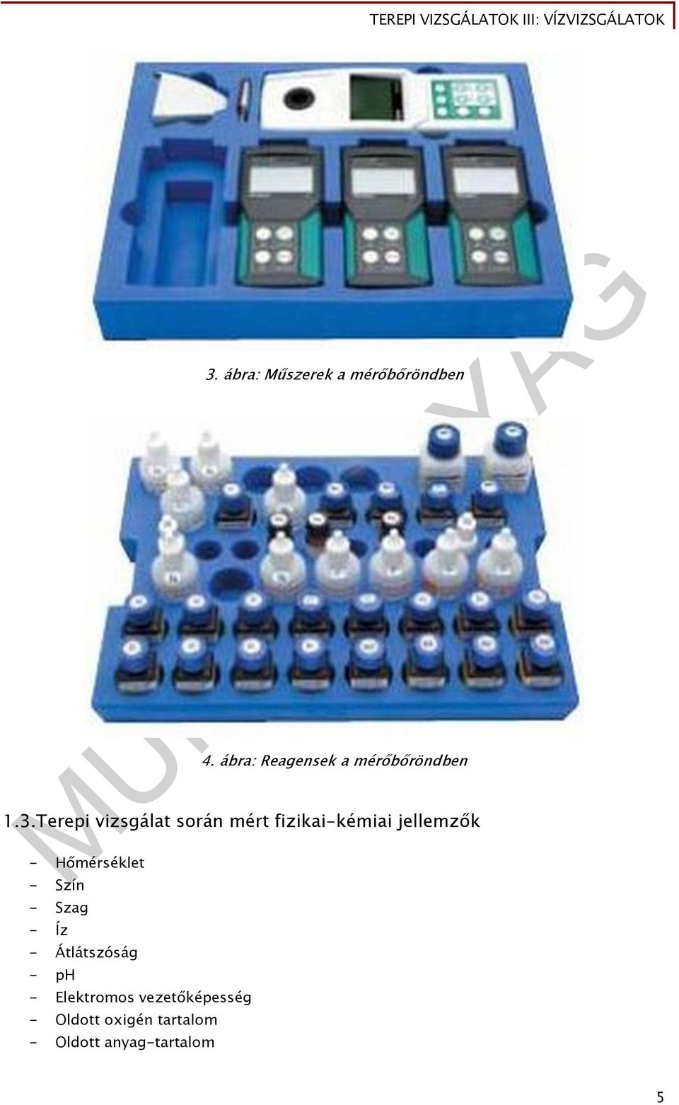 Terepi vizsgálat során mért fizikai-kémiai jellemzők -