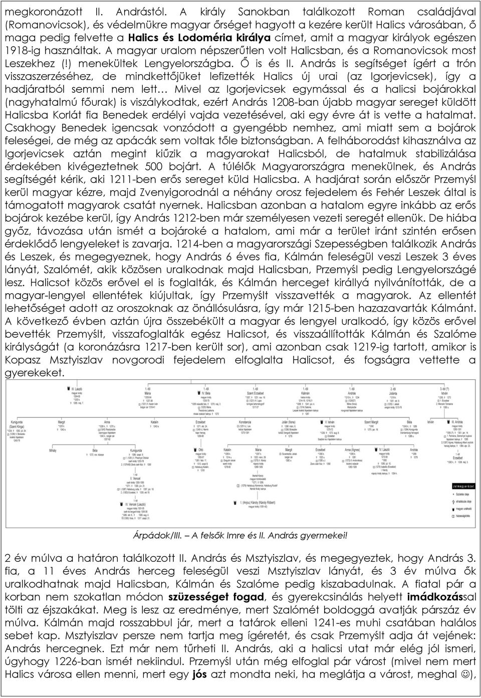 a magyar királyok egészen 1918-ig használtak. A magyar uralom népszerűtlen volt Halicsban, és a Romanovicsok most Leszekhez (!) menekültek Lengyelországba. Ő is és II.