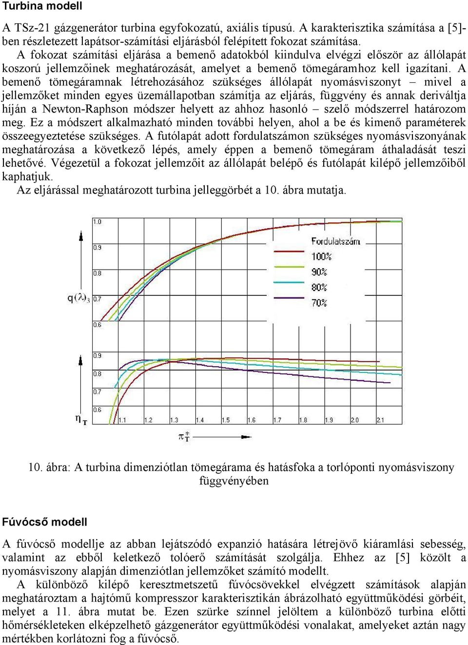 A bemenő tömegáramnak létrehozásához szükséges állólapát nyomásviszonyt mivel a jellemzőket minden egyes üzemállapotban számítja az eljárás, függvény és annak deriváltja híján a Newton-Raphson