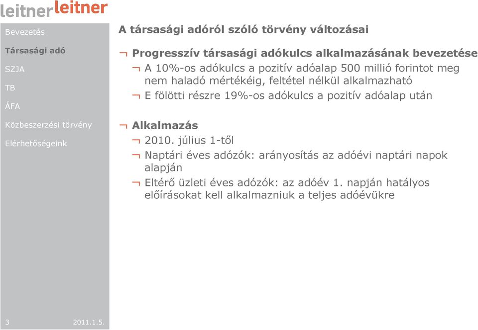 adókulcs a pozitív adóalap után Alkalmazás 2010.