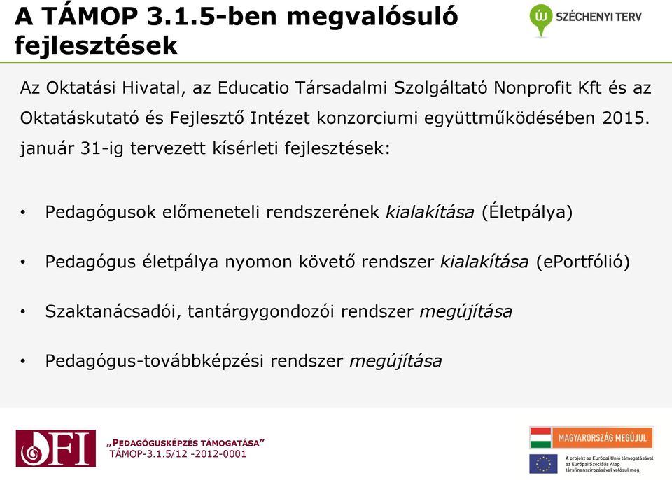 Oktatáskutató és Fejlesztő Intézet konzorciumi együttműködésében 2015.