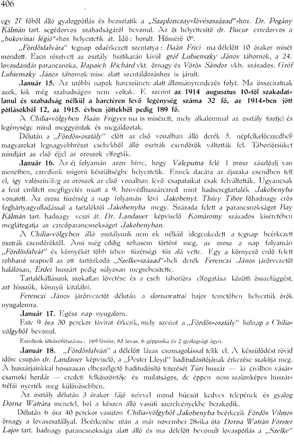 Ezen résztvett az osztály tisztikarán kívül gróf Lubienszky János tábornok, a 24. lovasdandár parancsnoka, Rapaich Richárd vkt. őrnagy és Vörös Sándor vkb. százados.