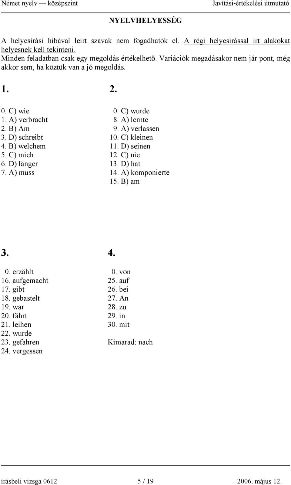 A) muss 2. 0. C) wurde 8. A) lernte 9. A) verlassen 10. C) kleinen 11. D) seinen 12. C) nie 13. D) hat 14. A) komponierte 15. B) am 3. 0. erzählt 16. aufgemacht 17. gibt 18.