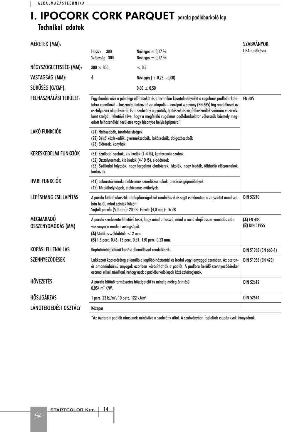 ÖSSZENYOMÓDÁS (MM) KOPÁSI ELLENÁLLÁS SZENNYEZÕDÉSEK HÕVEZETÉS igyelembe véve a jelenlegi elõírásokat és a technikai követelményeket a rugalmas padlóburkolatokra vonatkozó használati intenzitáson