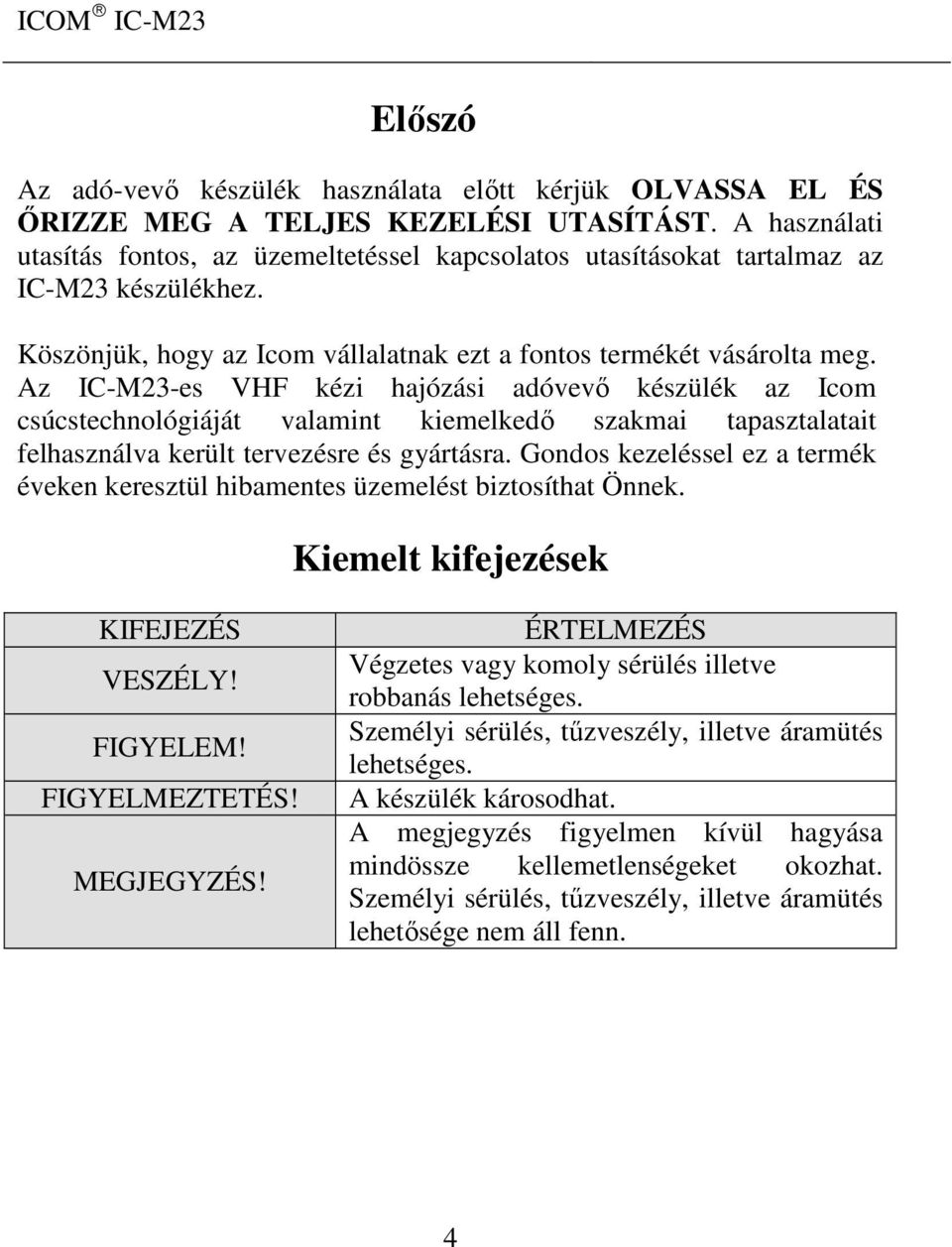 Az IC-M23-es VHF kézi hajózási adóvevő készülék az Icom csúcstechnológiáját valamint kiemelkedő szakmai tapasztalatait felhasználva került tervezésre és gyártásra.