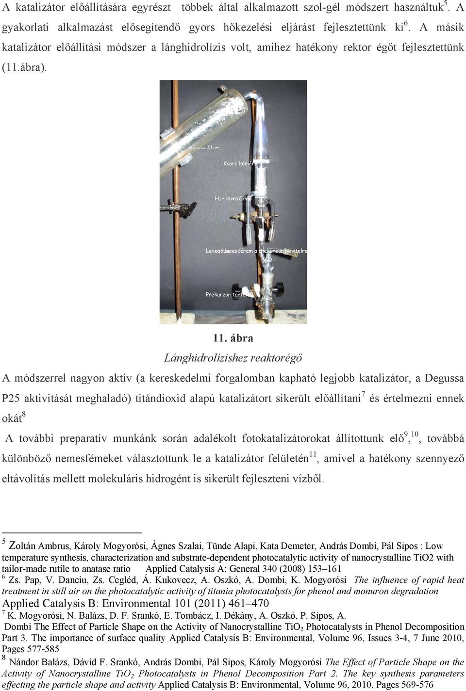termékg Kvarc kémény H 2 be H 2 levegő égő Levegő Levegőáram be a prekurzor bevitelre Prekurzor tartály 11.