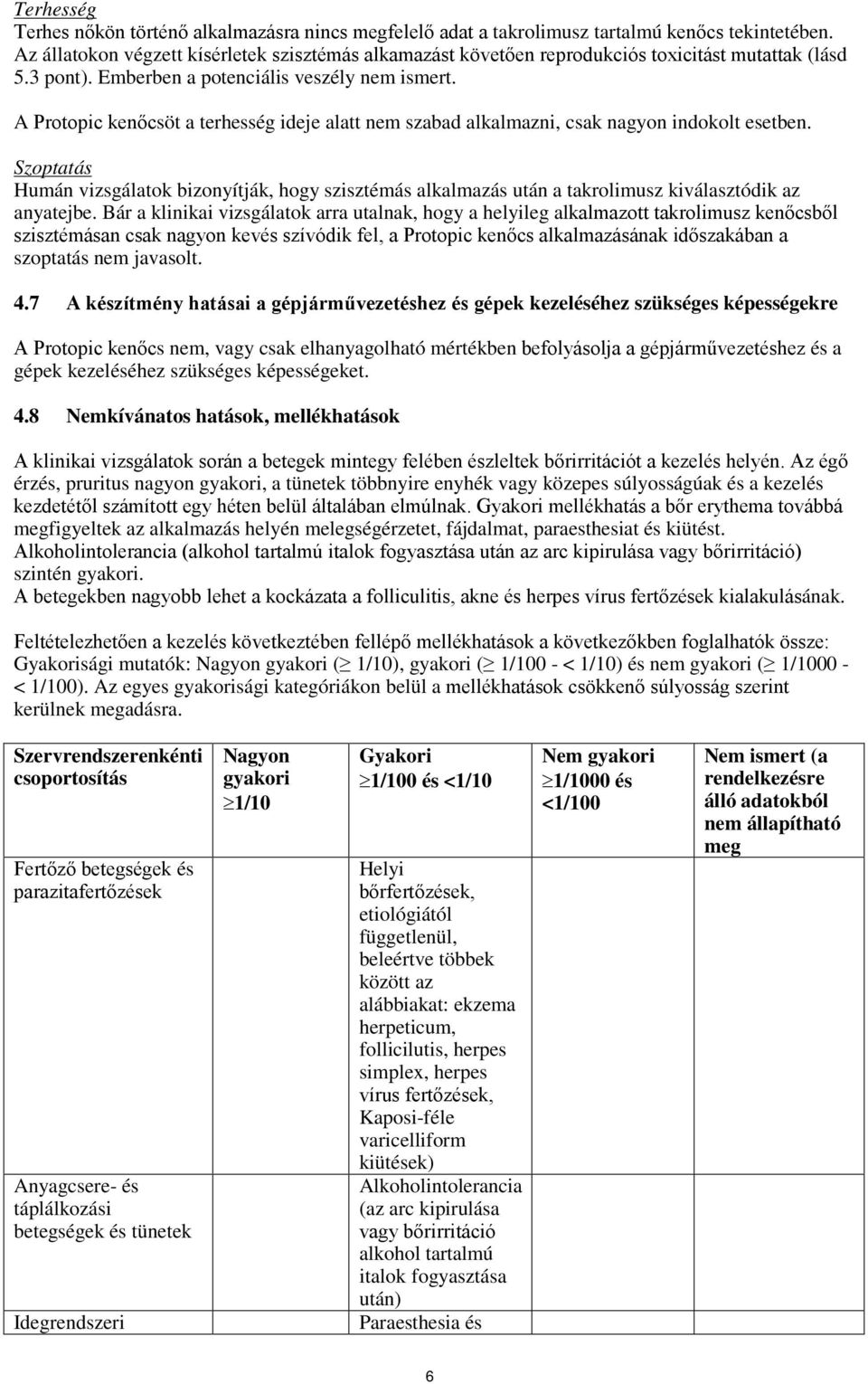 A Protopic kenőcsöt a terhesség ideje alatt nem szabad alkalmazni, csak nagyon indokolt esetben.