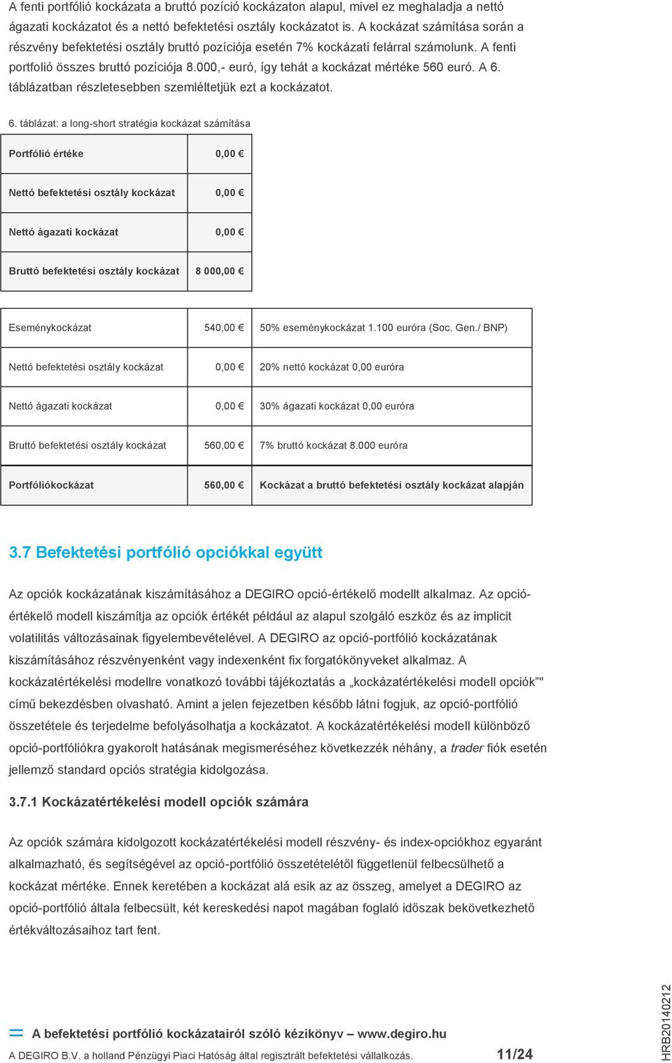 000,- euró, így tehát a kockázat mértéke 560 euró. A 6.
