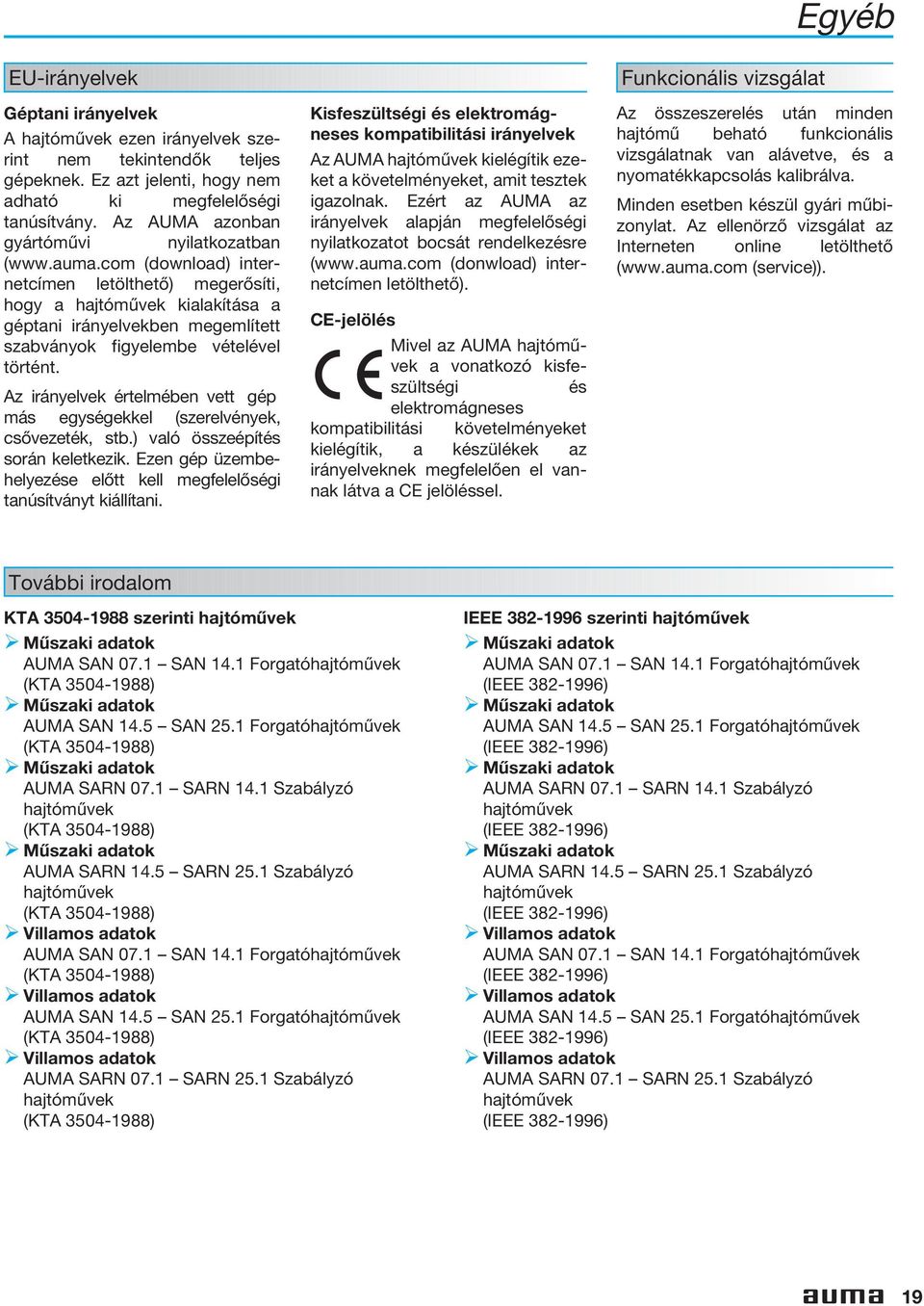 com (download) internetcímen letölthető) megerősíti, hogy a hajtóművek kialakítása a géptani irányelvekben megemlített szabványok figyelembe vételével történt.