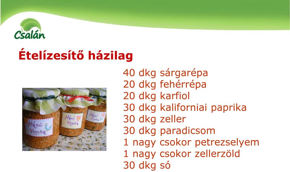 paprika 30 dkg zeller 30 dkg paradicsom 1 nagy