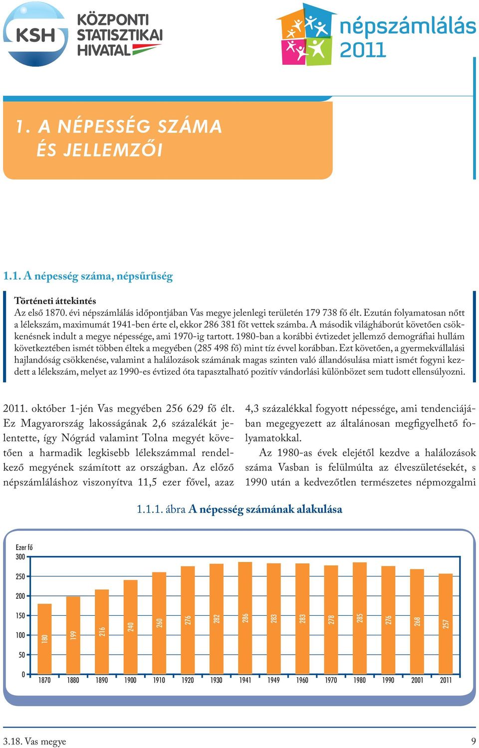 1980-ban a korábbi évtizedet jellemző demográfiai hullám következtében ismét többen éltek a megyében (285 498 fő) mint tíz évvel korábban.