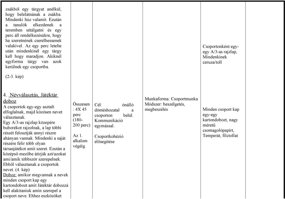 Akiknél egyforma tárgy van azok kerülnek egy csoportba. Csoportonként egyegy A/3-as rajzlap, Mindenkinek ceruza/toll (2-3. kép) 4.