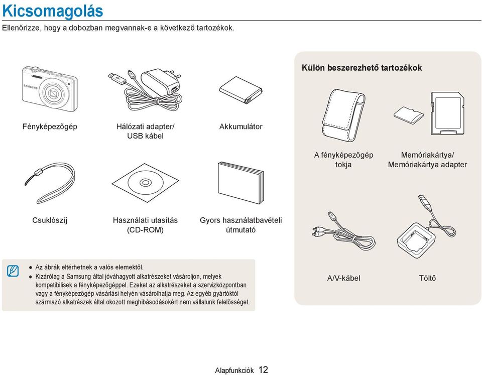 utasítás (CD-ROM) Gyors használatbavételi útmutató Az ábrák eltérhetnek a valós elemektől.