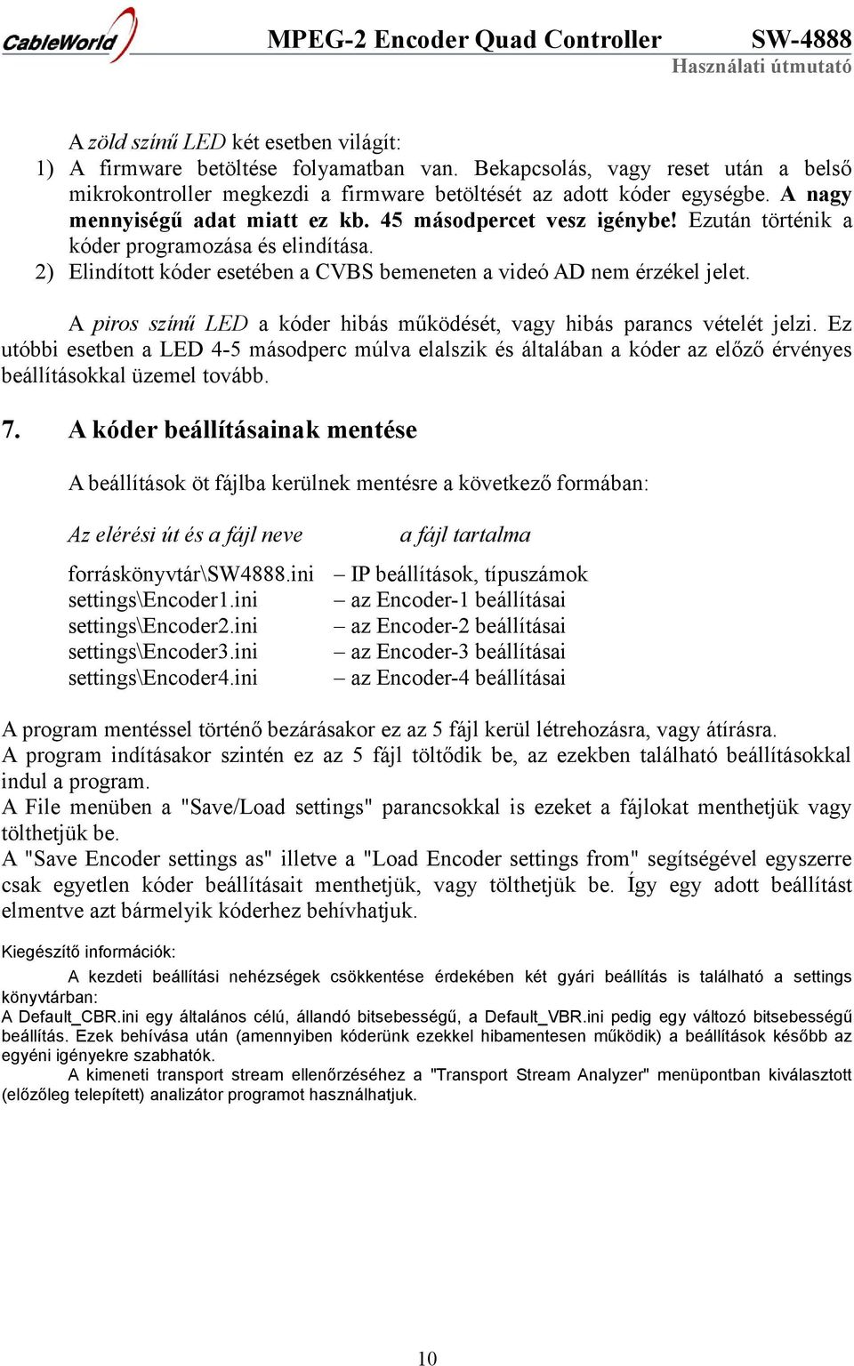 A piros színű LED a kóder hibás működését, vagy hibás parancs vételét jelzi. Ez utóbbi esetben a LED 4-5 másodperc múlva elalszik és általában a kóder az előző érvényes beállításokkal üzemel tovább.