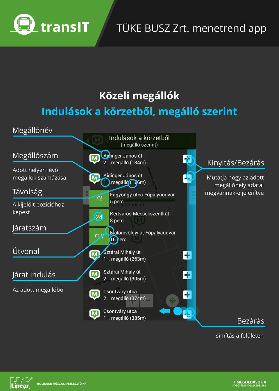 az adott megállóhely adatai megvannak-e jelenítve A kijelölt pozícióhoz