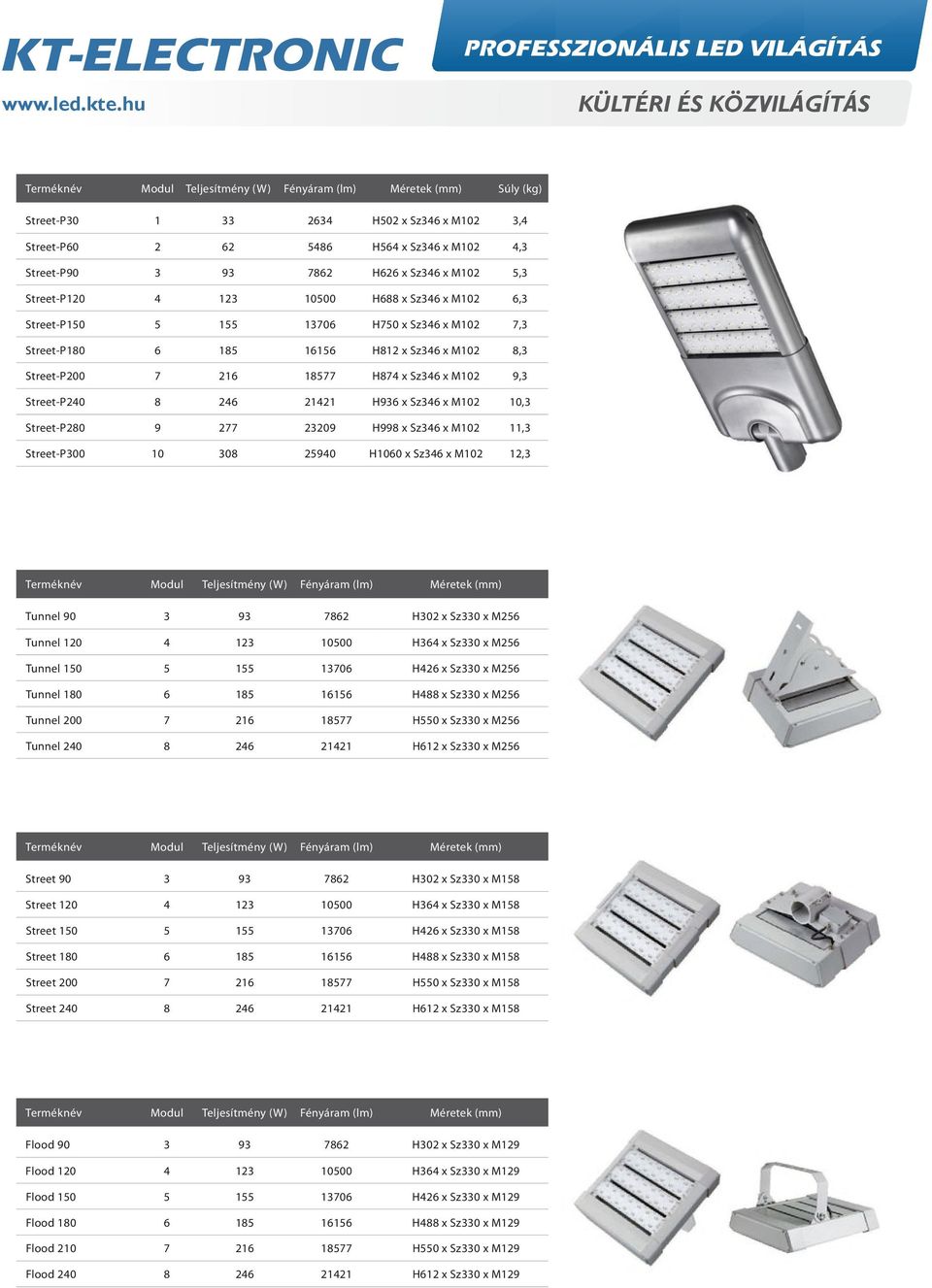 Street-P240 8 246 21421 H936 x Sz346 x M102 10,3 Street-P280 9 277 23209 H998 x Sz346 x M102 11,3 Street-P300 10 308 25940 H1060 x Sz346 x M102 12,3 Modul Teljesítmény (W) Fényáram (lm) Méretek (mm)