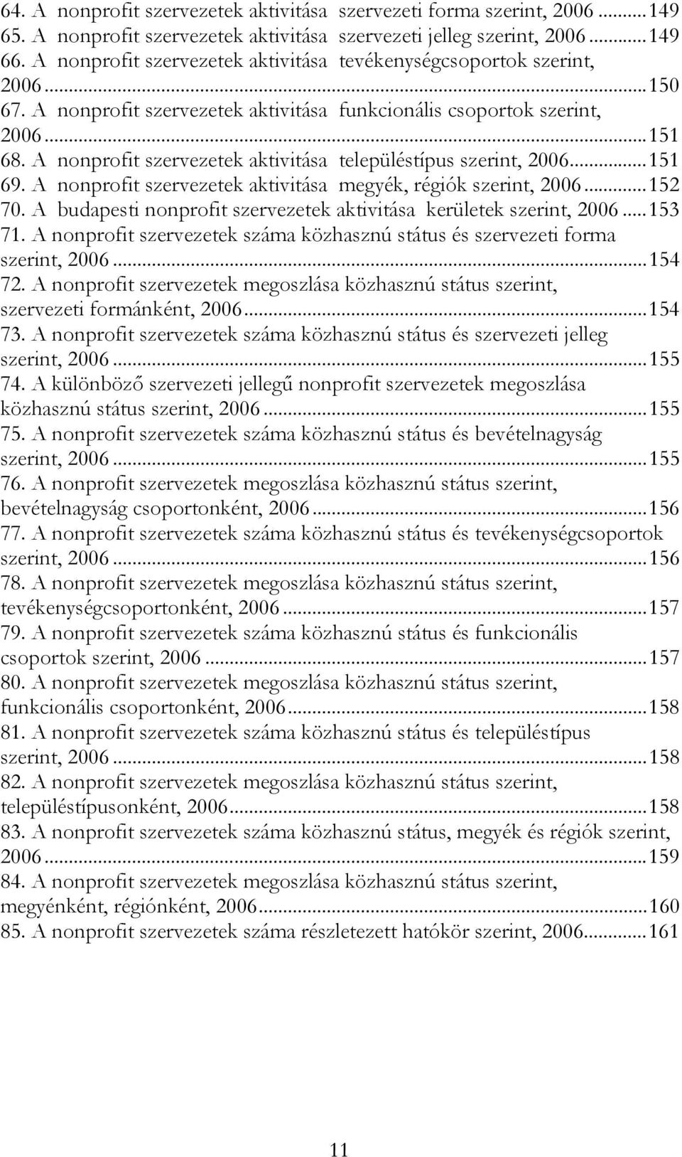 A nonprofit szervezetek aktivitása településtípus szerint, 2006...151 69. A nonprofit szervezetek aktivitása megyék, régiók szerint, 2006...152 70.