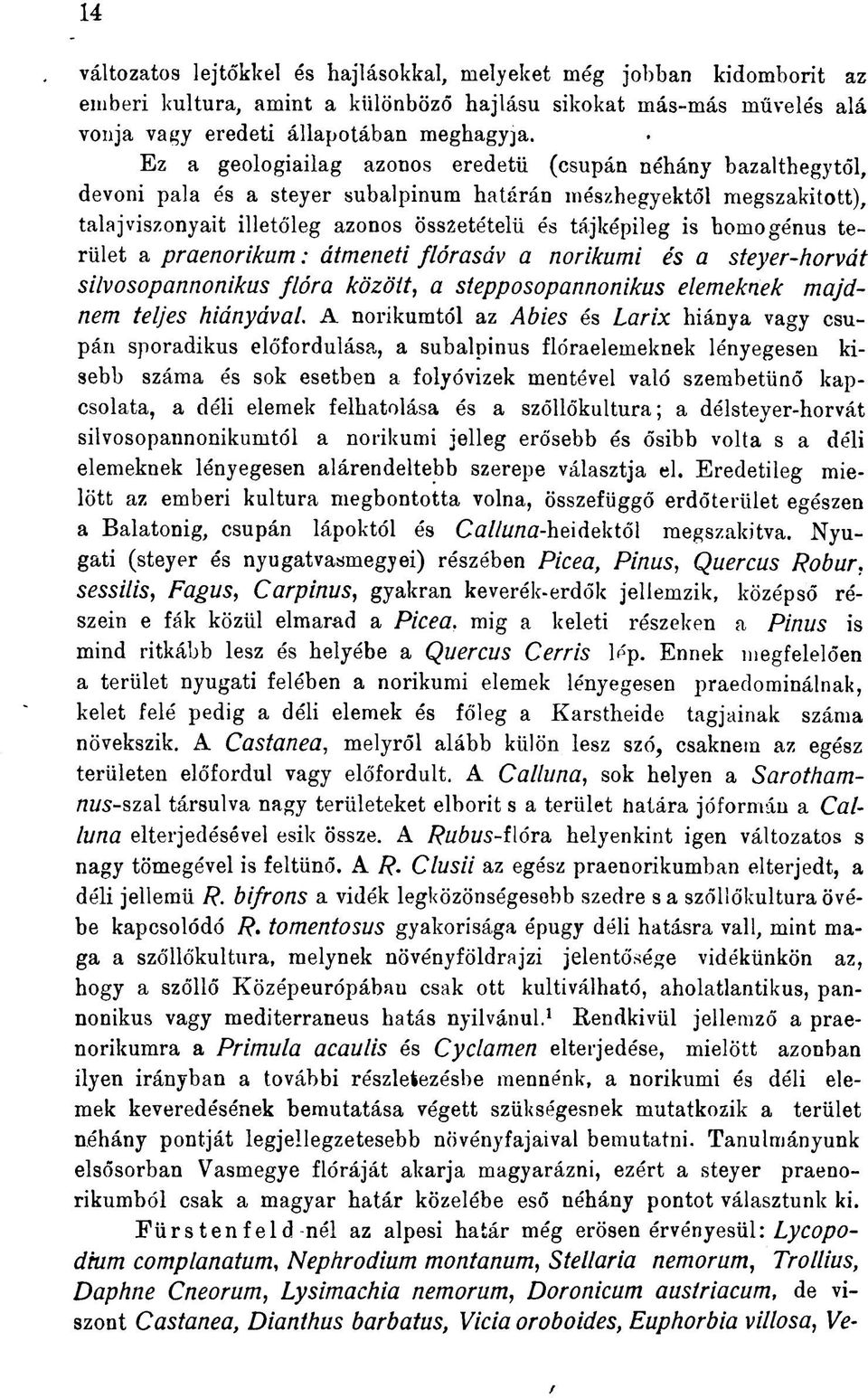 homogénus terület a praenorikum: átmeneti flórasáv a norikumi és a steyer-horvát silvosopannonikus flóra között, a stepposopannonikus elemeknek majdnem teljes hiányával.