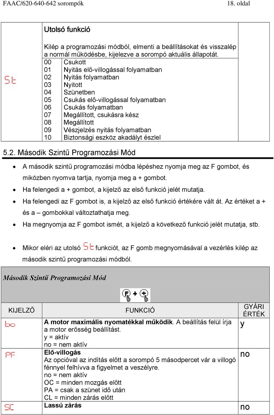 folyamatban 10 Biztonsági eszköz akadályt észlel 5.2.